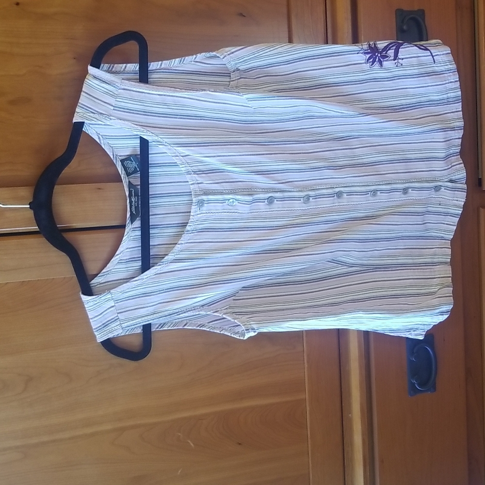 Eddie Bauer linen/cotton striped summer top, Size L
